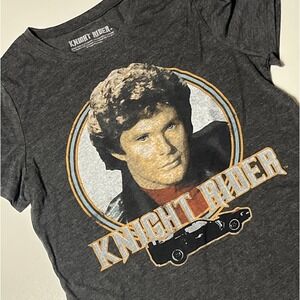 Knight Rider T-Shirt Size L Heather Dark Gray Hasselhoff Kitt Distressed Tee Top